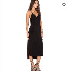 BCBG Black Midi Drape Dress - Size L